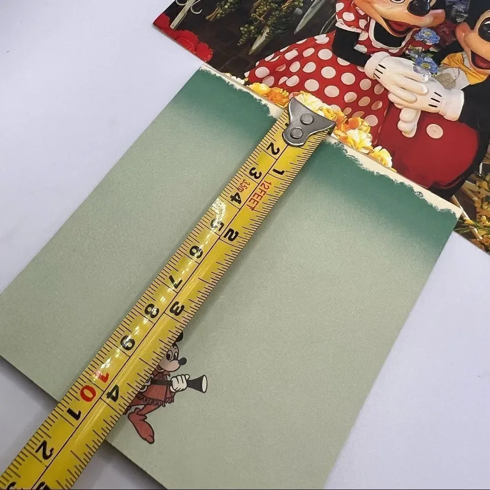 Vintage 1986 Disney Mickey Mouse Davy Crockett Notepad & Flower Market Postcard